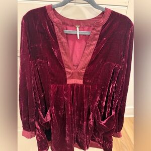 Free People Velvet Burgundy Tunic